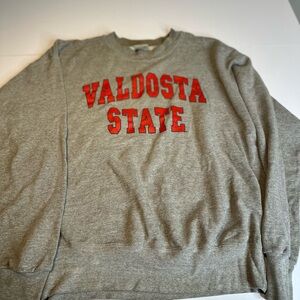 EXCHANGE Gray Crewneck Sweatshirt with Red Valdosta State Lettering